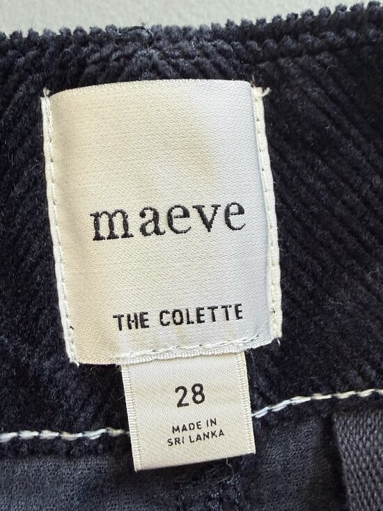 Anthropologie Colette Corduroy Crop Pants Scallop Pocket Wide Leg Size 28 Navy - Picture 7 of 11